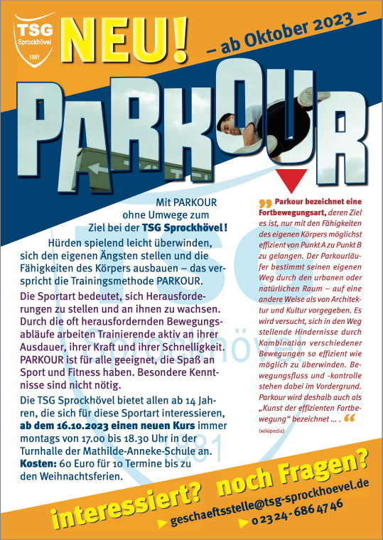Neu bei der TSG: Parkour
